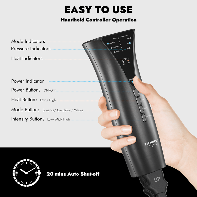 Leg and Foot Massager for Circulation with Knee Heat, Handheld Controller with M2
