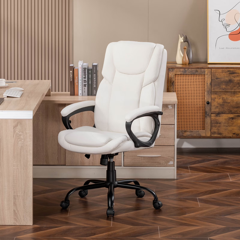 Executive Ergonomic High Back Leather Home Office Desk Chair, White2