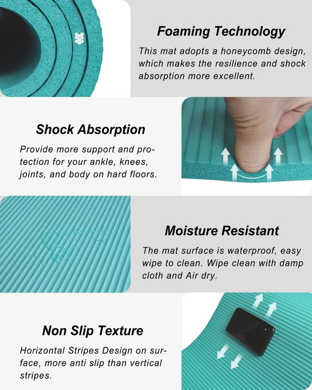 Extra Large Yoga Mat 78"X51" Thick 1/2" NBR Foam Exercise Workout Mats for Home4