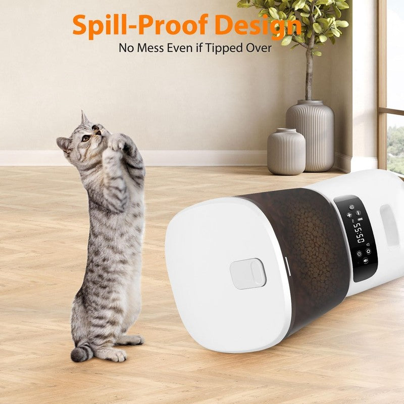 Automatic Cat Feeder with Stainless Steel Bowl, Food Dispenser 6 Meals Daily3