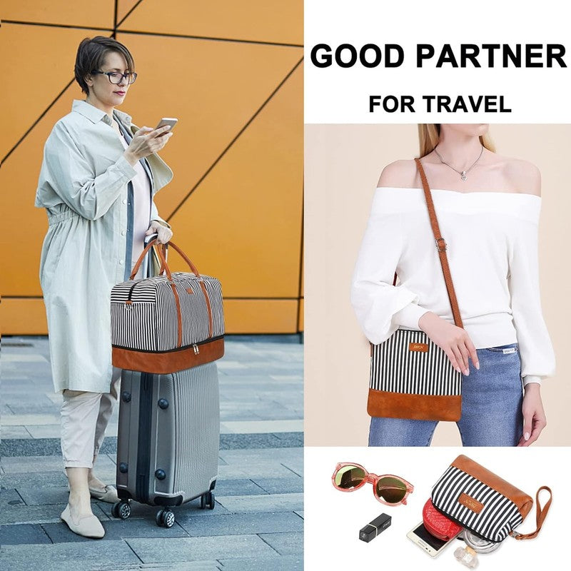 21in Weekender Duffle Bag Women 3Pc Set Carry On Travel Shoe Compartment2
