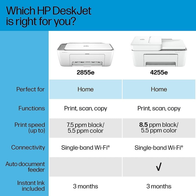 Deskjet 2855E Wireless Inkjet Printer Scanner Copier with 3 Months Instant Ink3