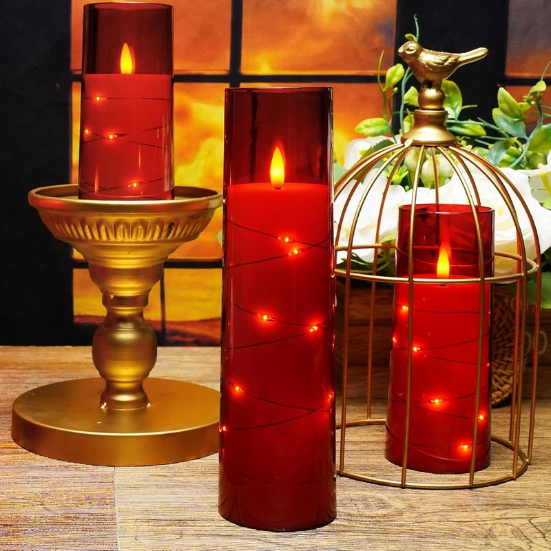 Flameless LED Candles with Timer 5 Pc Flickering Flameless Candles for Romantic 3