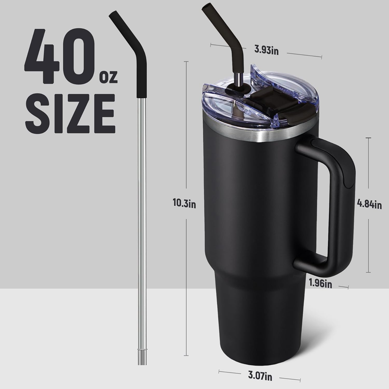 40oz Stainless Steel Tumbler w/ Handle Straw Lid Insulated Pale Sage1
