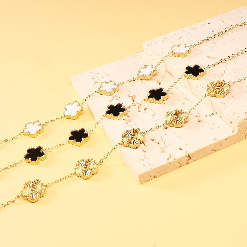 3Pcs 18K Gold Four Leaf Clover Bracelet Set Lucky Gift for Women8