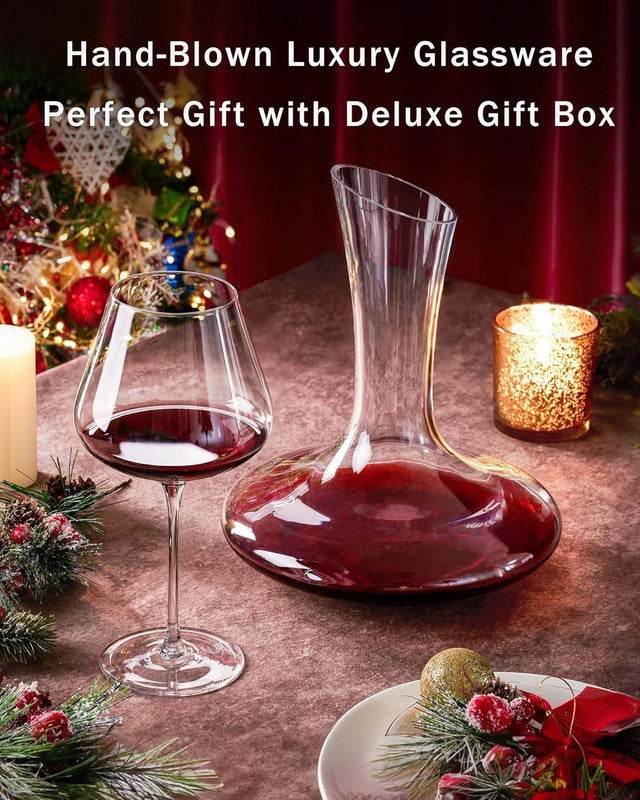 Set of 4 21 Ounce Hand Blown Italian Style Crystal Burgundy Wine Glasses   Lead 1