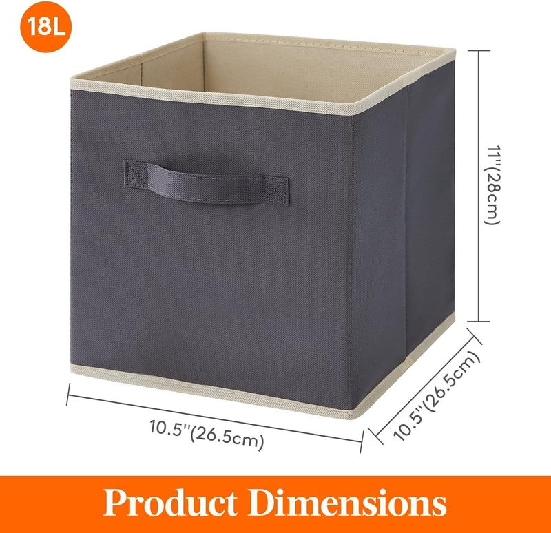 12 Pack Grey Fabric Storage Cubes with Handles, 11 Inch Foldable Bins4
