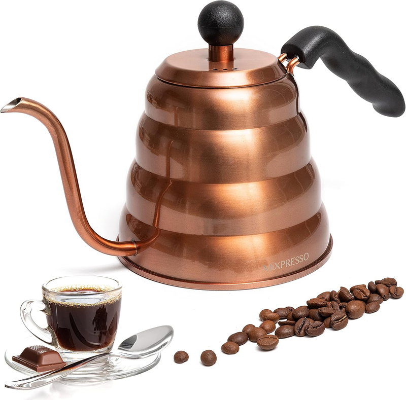 Gooseneck Coffee Kettle 1.2L 40Oz Stainless Steel Copper Pour Over10