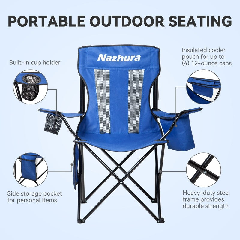 2 Pack Outdoor Camping Chairs Folding/Foldable/Portable with Cooler Pouch, Mesh 2