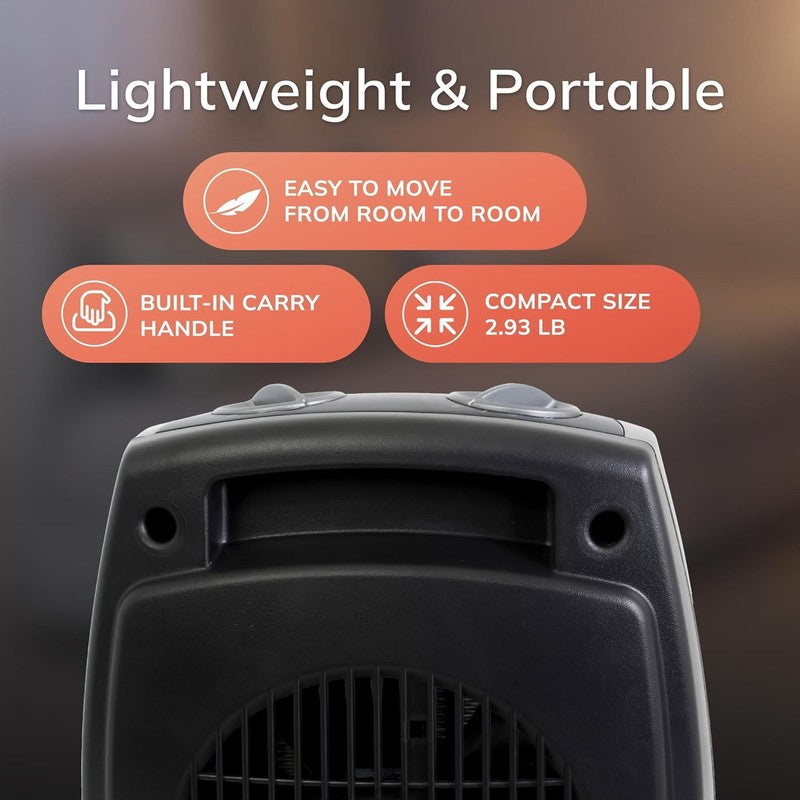 Portable Electric Ceramic Space Heater 1500W with Thermostat Dark Gray4