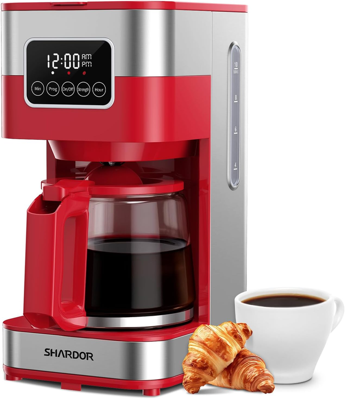 10-Cup Programmable Coffee Maker Drip Machine Strong Brew Auto Shut Off Red0