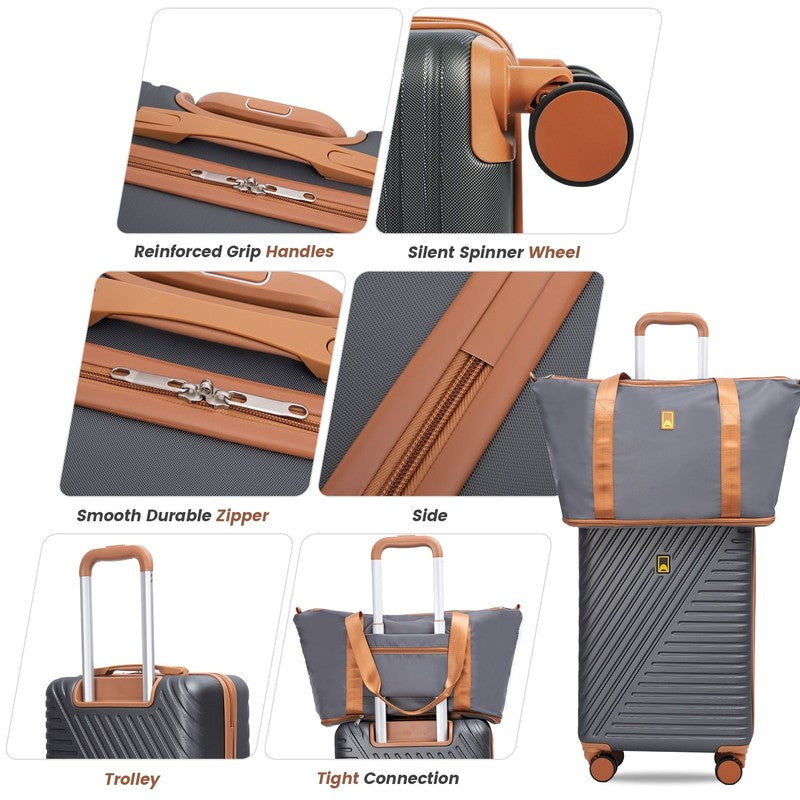 3 Piece Carry on Luggage Sets, Hardside Suitcase Set with Double Spinner Wheels,6