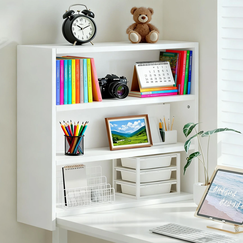 Desktop Bookshelf & Desk Organizer Shelf, 3-Tier Display Rack, Wooden Table Top 8