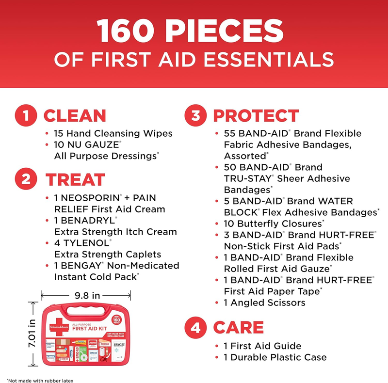 BAND AID 160 Piece First Aid Kit Portable Travel Home Car Camping Kit3