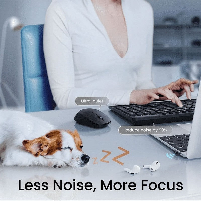 Wireless Keyboard and Mouse Combo Full Size Ergonomic 2.4GHz Silent Mouse with T1