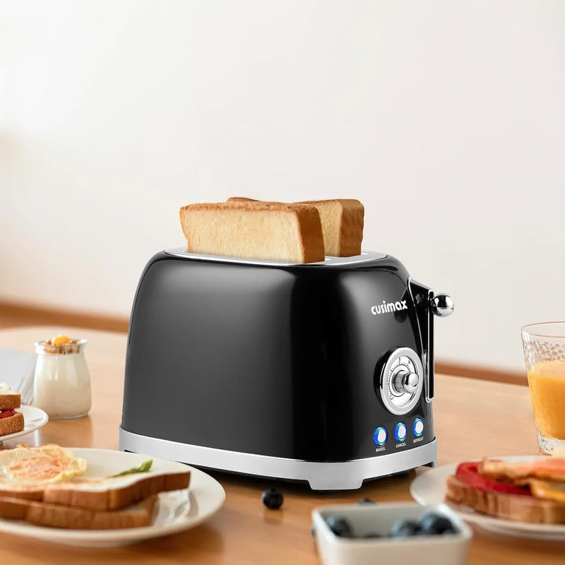 Retro 2 Slice Toaster Black - Wide Slots, 6 Settings, Bagel, Cancel, Defrost5