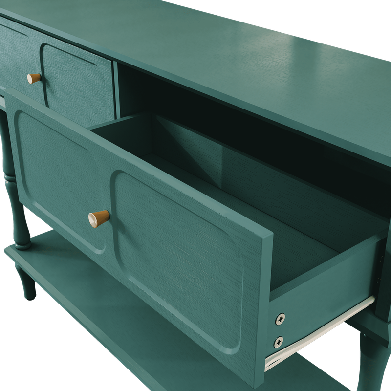 42” Mid Century Console Table Entryway w/ Storage Shelf Aged Green6