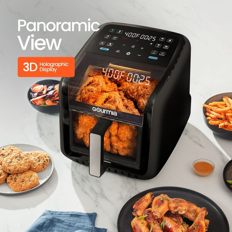 7QT Digital Air Fryer Panoramic View Window 12 Preset Touch Screen Cooker Black1