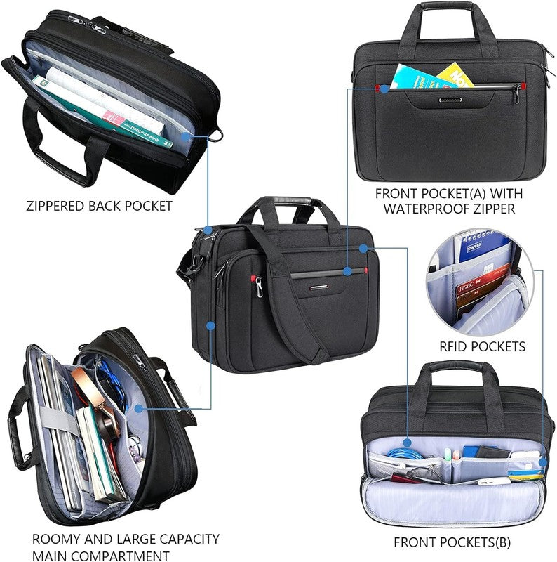 Laptop Briefcase Premium Laptop Case Fits up to 17.3 Inch Business Shoulder Bag 4
