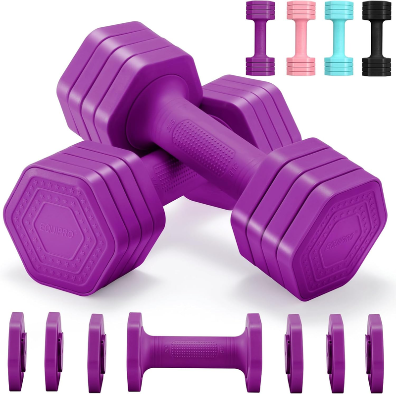 4-in-1 Adjustable Dumbbells 2-5lb TPU Handle Home Gym Weights Women Purple10