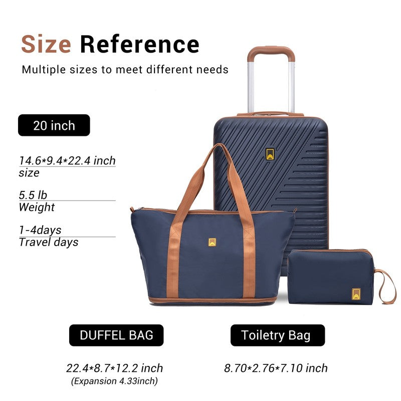 3 Piece Carry on Luggage Sets, Hardside Suitcase Set with Double Spinner Wheels,5