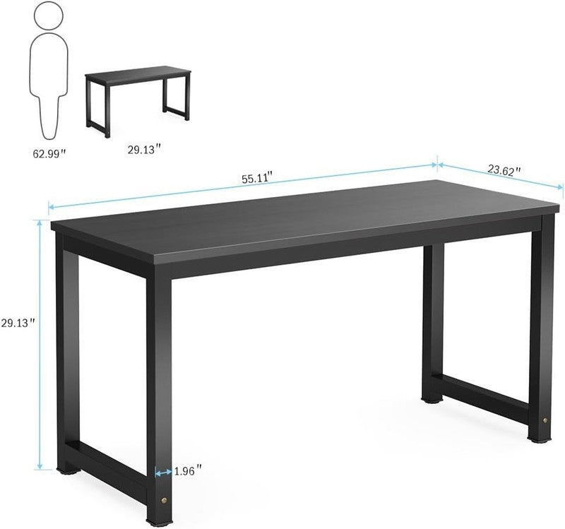 Tribesigns 55" Computer Desk Large Office Study Writing Desk Black2