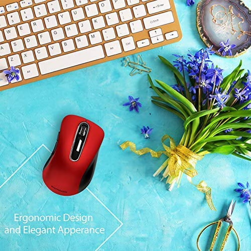 Wireless Optical Mouse 1400 DPI Cordless USB Nano Receiver for PC Laptop Red2
