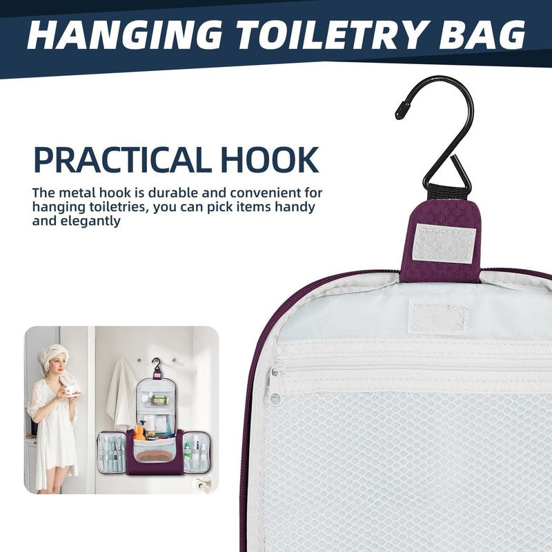 Large Hanging Toiletry Bag Travel Dopp Kit Water-Resistant Men & Women Purple7
