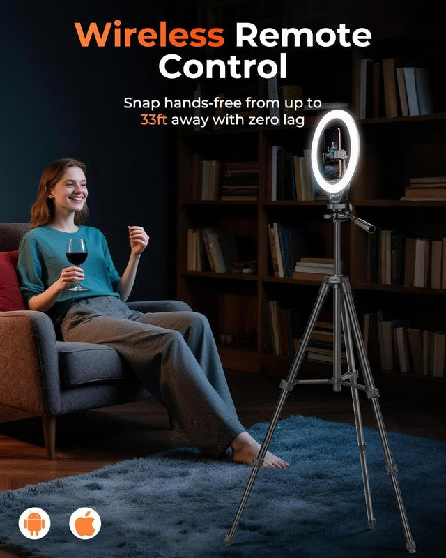 10" Ring Light w 50" Tripod Phone Holder LED for Live Stream Makeup YouTube1