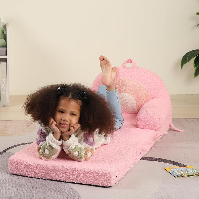 Kids Sherpa Sofa w/ Tri Layer Foam Cushions, Comfy Toddler Seating, Pink6