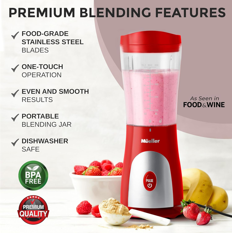 Smoothie Blender 15Oz Travel Cup Red, Personal Blender for Shakes & Baby Food1