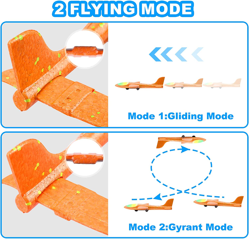 4 Pack LED Foam Airplane Launcher Toys 2 Flight Modes Outdoor Flying Toy Kids3