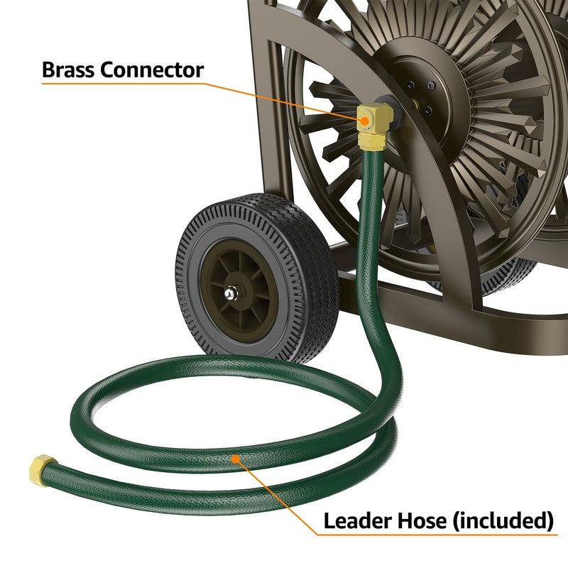 Garden Hose Reel Cart with Wheel, Hold up to 200 Ft of 5/8" Hose5