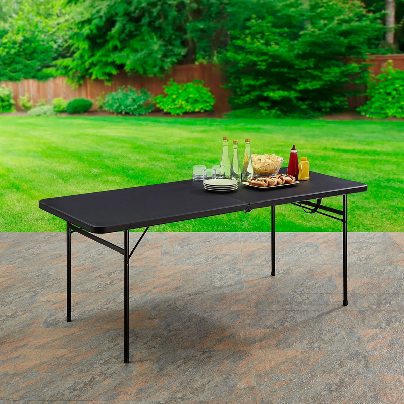6 Foot Bi-Fold Plastic Folding Table, Black9