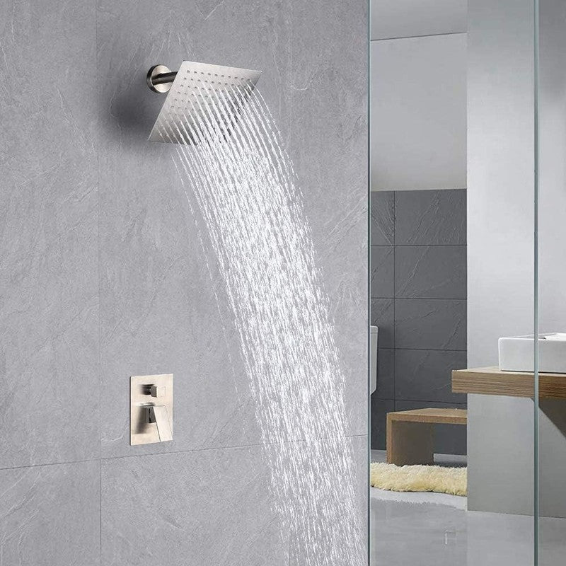 8" Brushed Nickel Rainfall Shower Head High Pressure Stainless Steel Square5