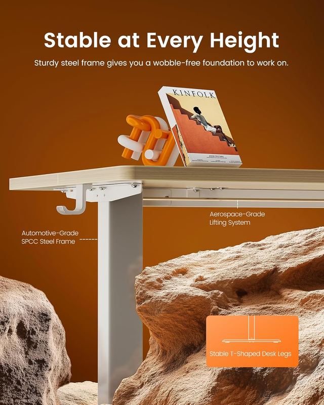 Electric Standing Desk 48x24 Adjustable Sit Stand Computer Desk Natural4