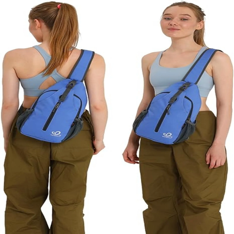 Unisex Hiking Travel Nylon Sling Bag Cross Body Shoulder Chest Bag,Indigo1
