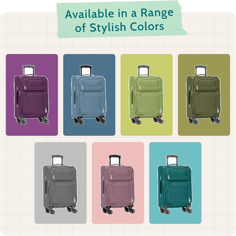 Purple Carry On Spinner Luggage Lightweight Softside 4 Wheel Suitcase5