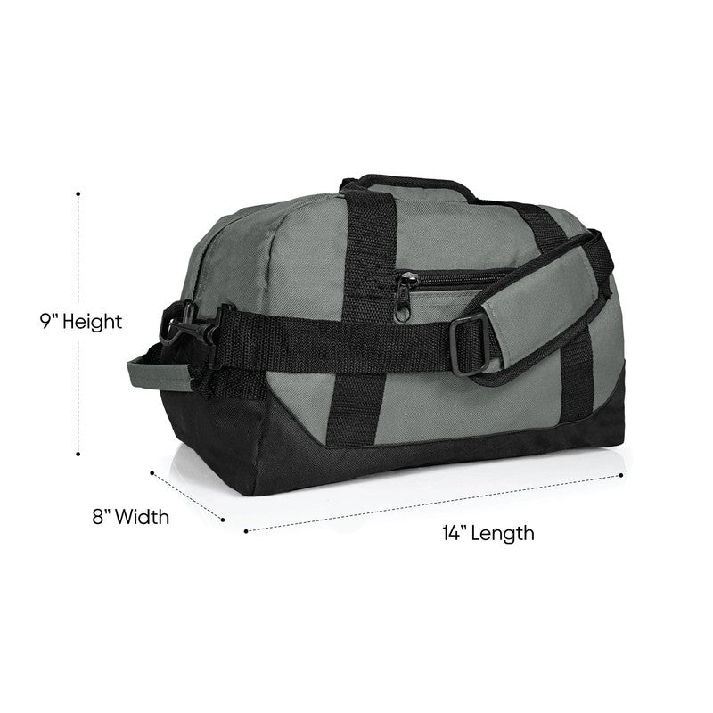 14" Small Duffel Bag Gym Duffle Two Tone in Gray with Shoulder Strap4