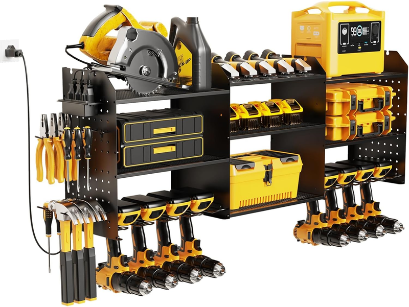 Heavy Duty Power Tool Organizer with Charging Station - Wall Mount Storage8