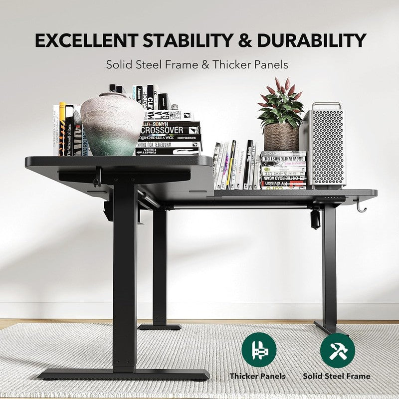 L-Shaped 63x55 Electric Standing Desk Adjustable Height Corner Black6