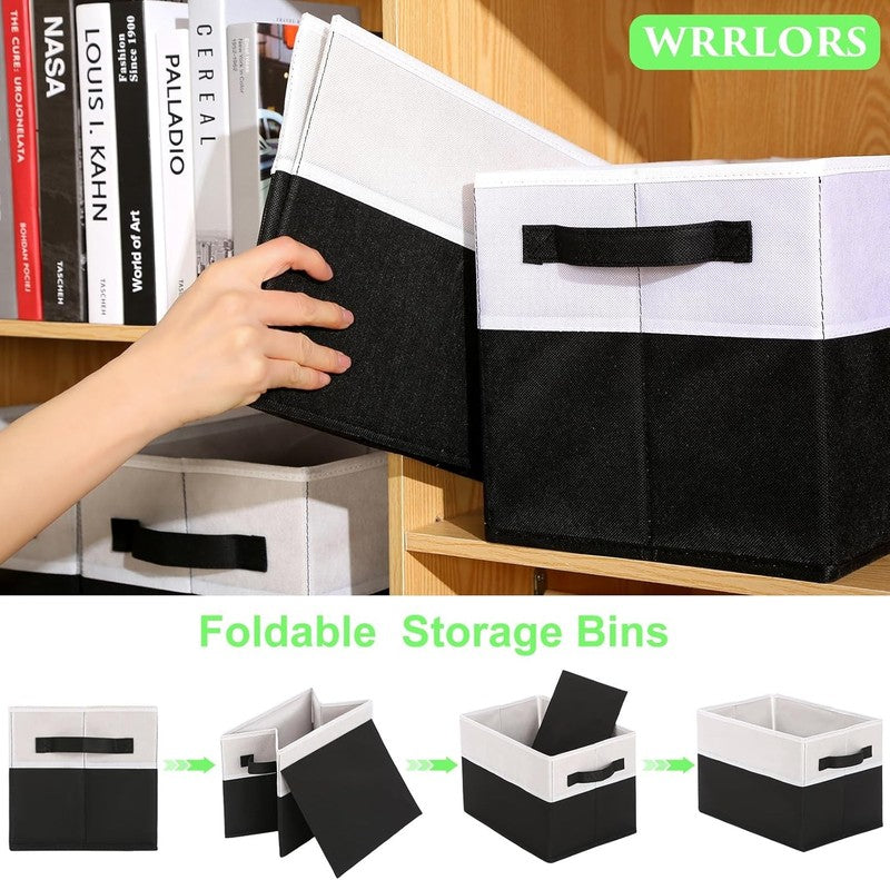 4 Pack Large Fabric Storage Bins with Handles, Collapsible Closet Cubes Black6
