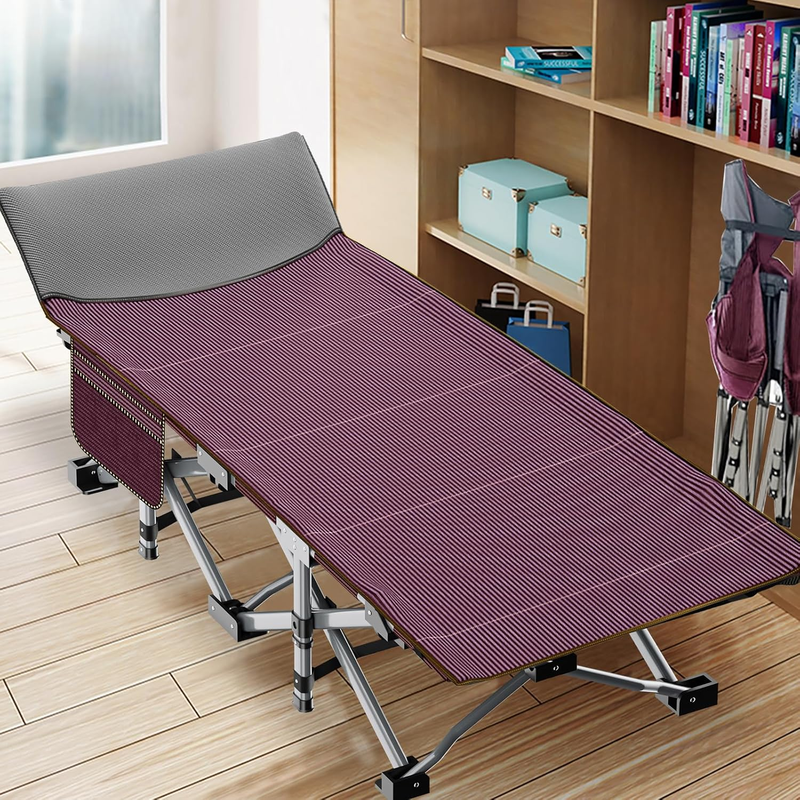 2PK Camping Cot 28" Wide Heavy Duty 1200D Oxford Folding Bed w/ Mat Carry Bag2