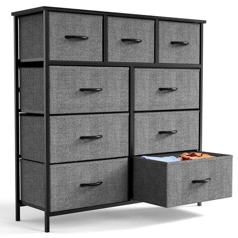 Fabric Dresser for Bedroom 9 Drawer, Grey8