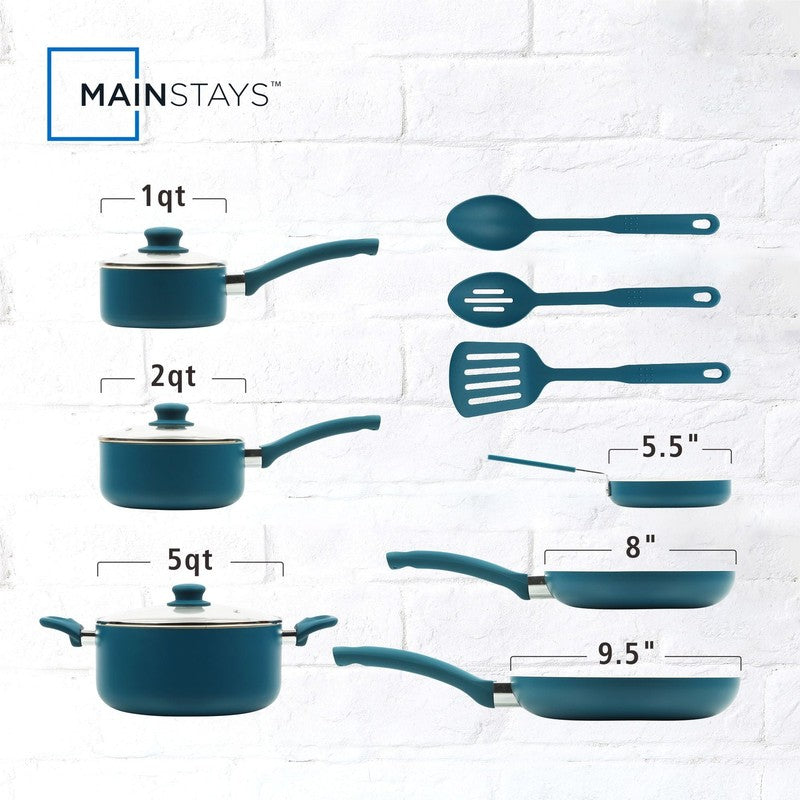 12 Piece Ceramic Nonstick Aluminum Pots and Pans Cookware Set, Blue1