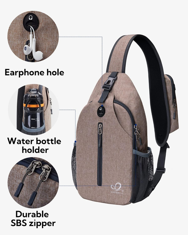 Flaxen Crossbody Sling Backpack Travel Hiking Chest Bag Daypack3