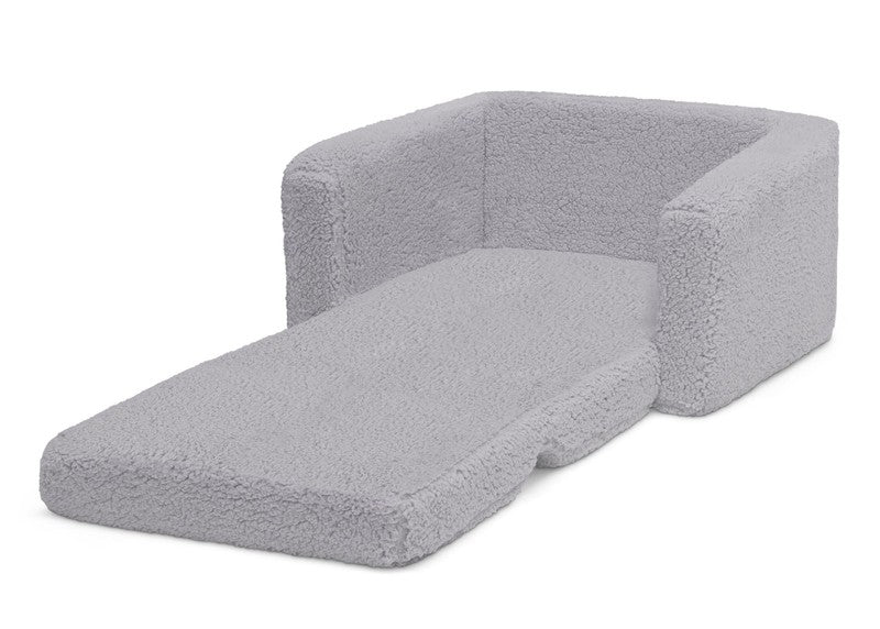Cozee Flip Out Sherpa 2 In 1 Convertible Chair to Lounger for Kids, Grey9