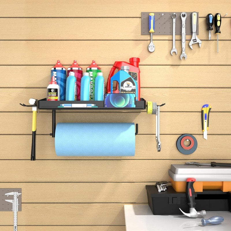 Garage Paper Towel Holder with Shelf, One Hand Tear, 12 Inch Shop Paper Towel Ho5