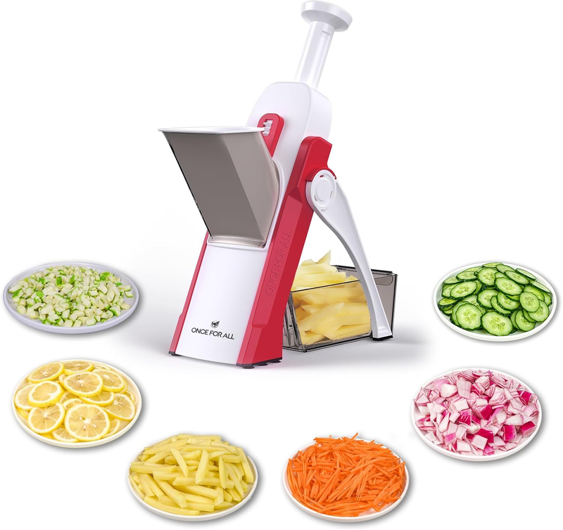 Safe Mandoline Slicer 5 in 1 Vegetable Cutter, Strips Julienne Dicer Adjustable 9
