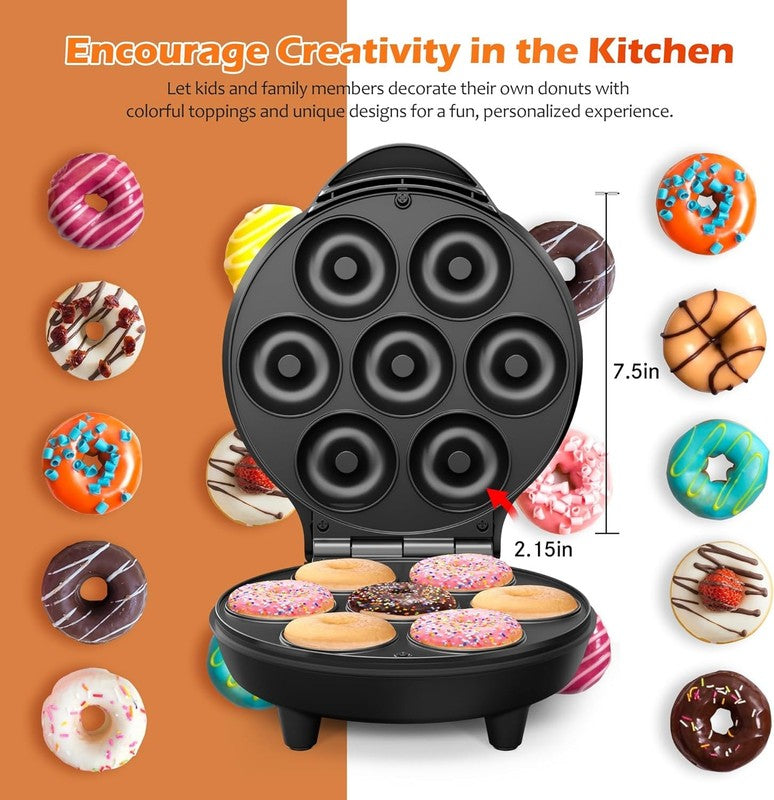 Mini Donut Waffle Cake Maker 7 Slot Home Baking Machine Breakfast Dessert3